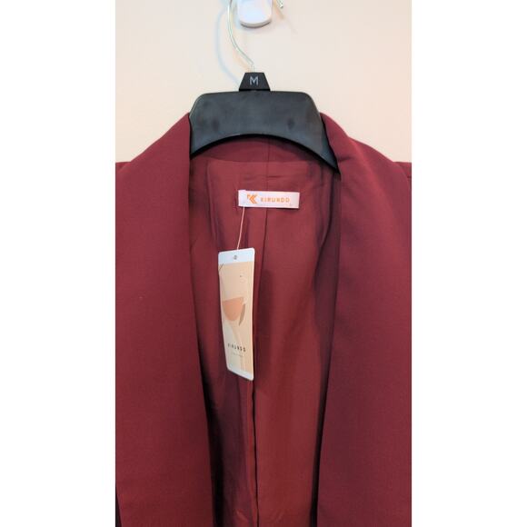 KIRUNDO-Style Burgundy Open-Front Blazer Women’s Size L NWT - Picture 3 of 4